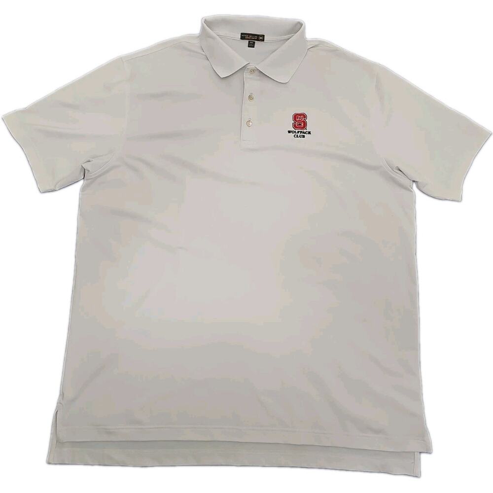 Peter Millar Polo WHITE Mens XXL Summer Comfort Golf Wolfpack Club Logo Shirt